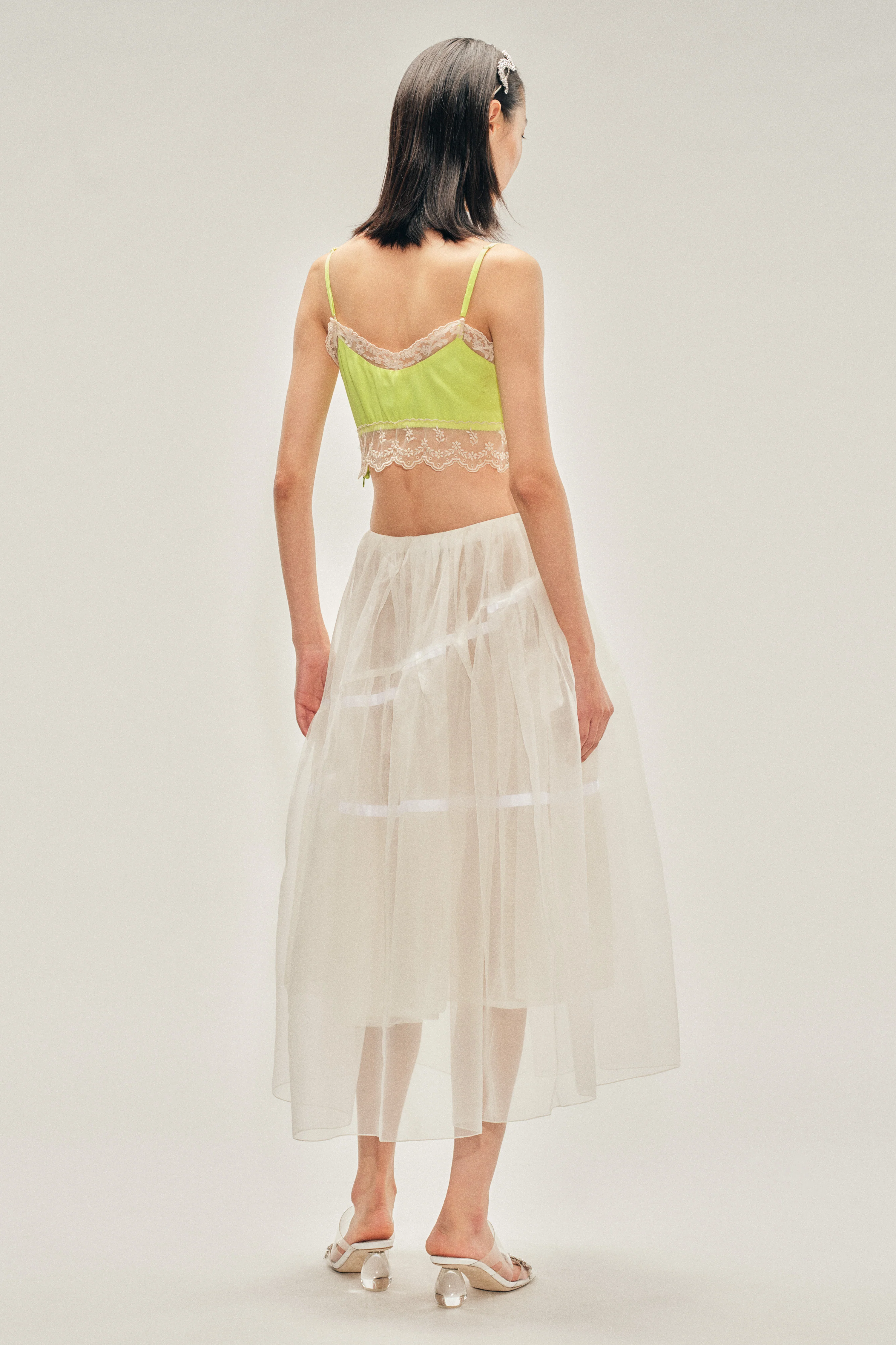 Sheer Overlay Long Flounce Skirt - Image 4
