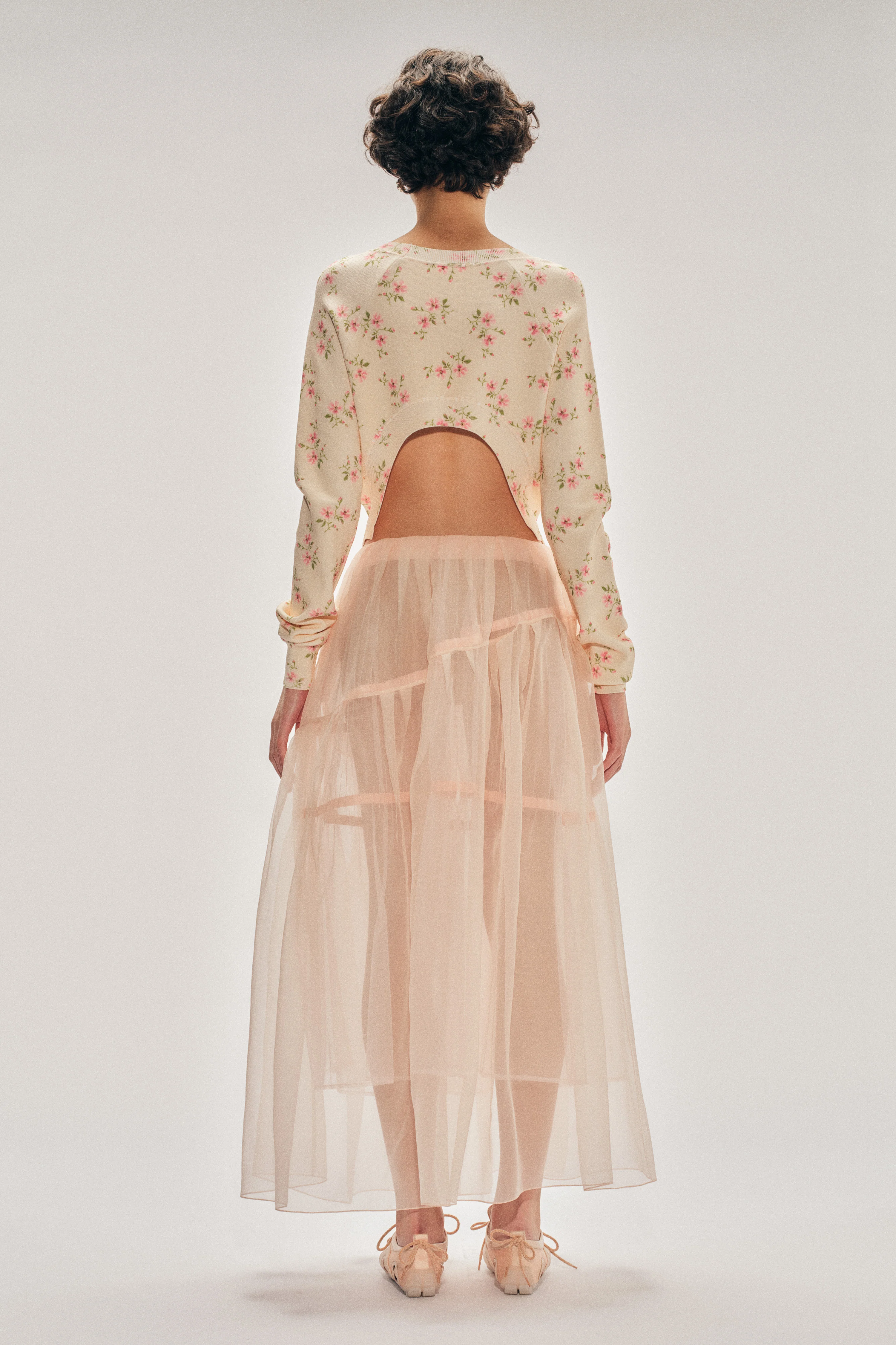 Sheer Overlay Long Flounce Skirt - Image 3