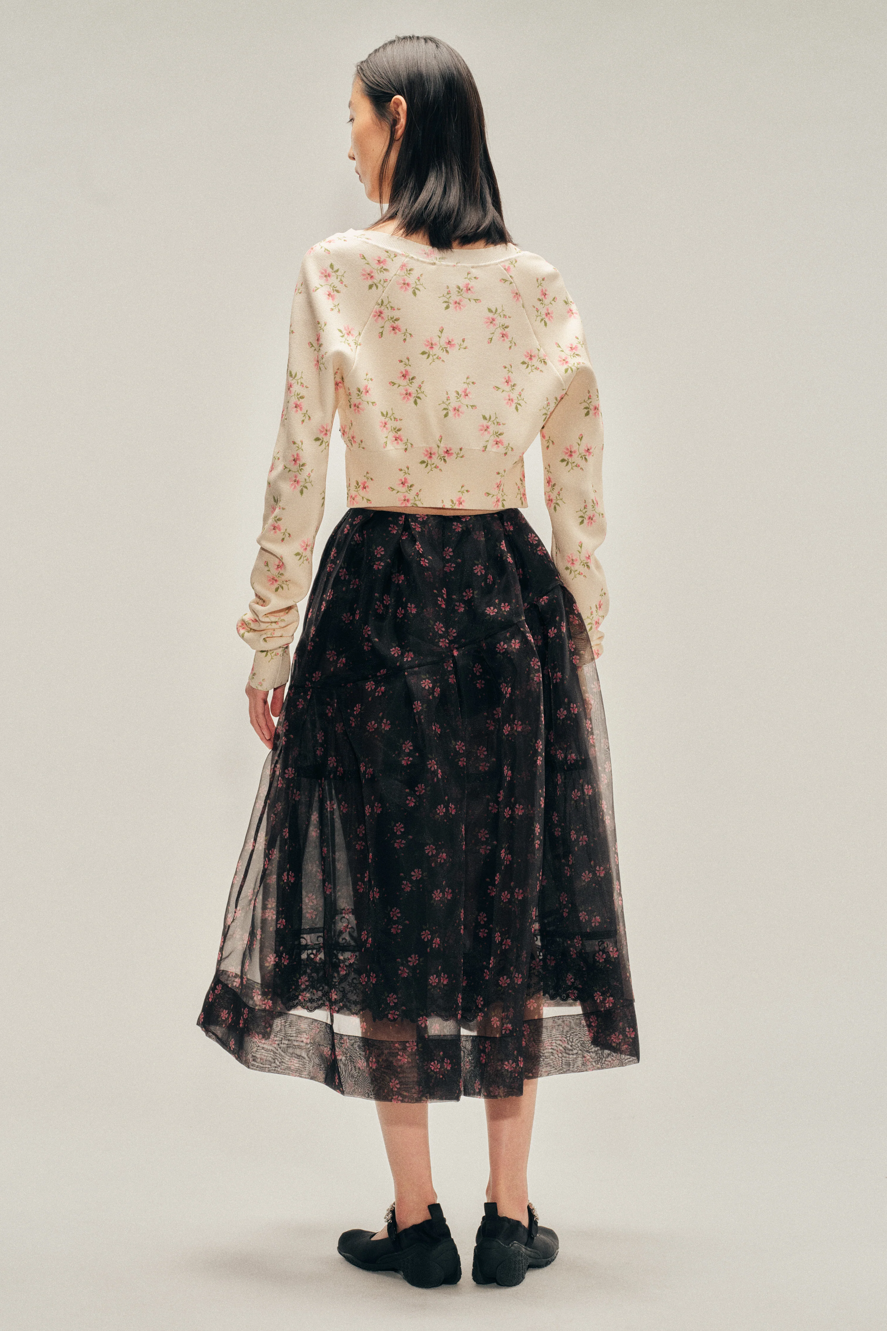 Sheer Overlay Long Flounce Skirt - Image 4