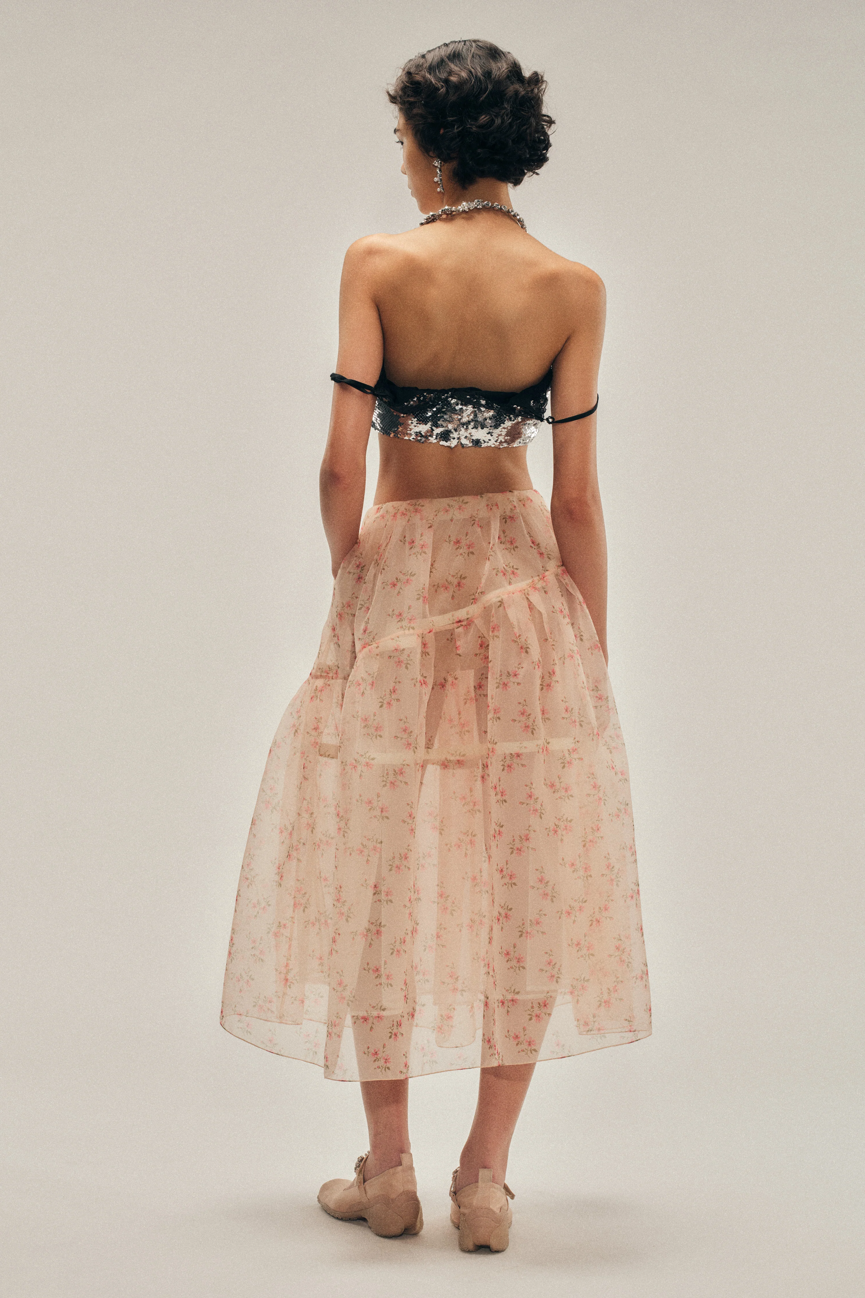 Sheer Overlay Long Flounce Skirt - Image 3