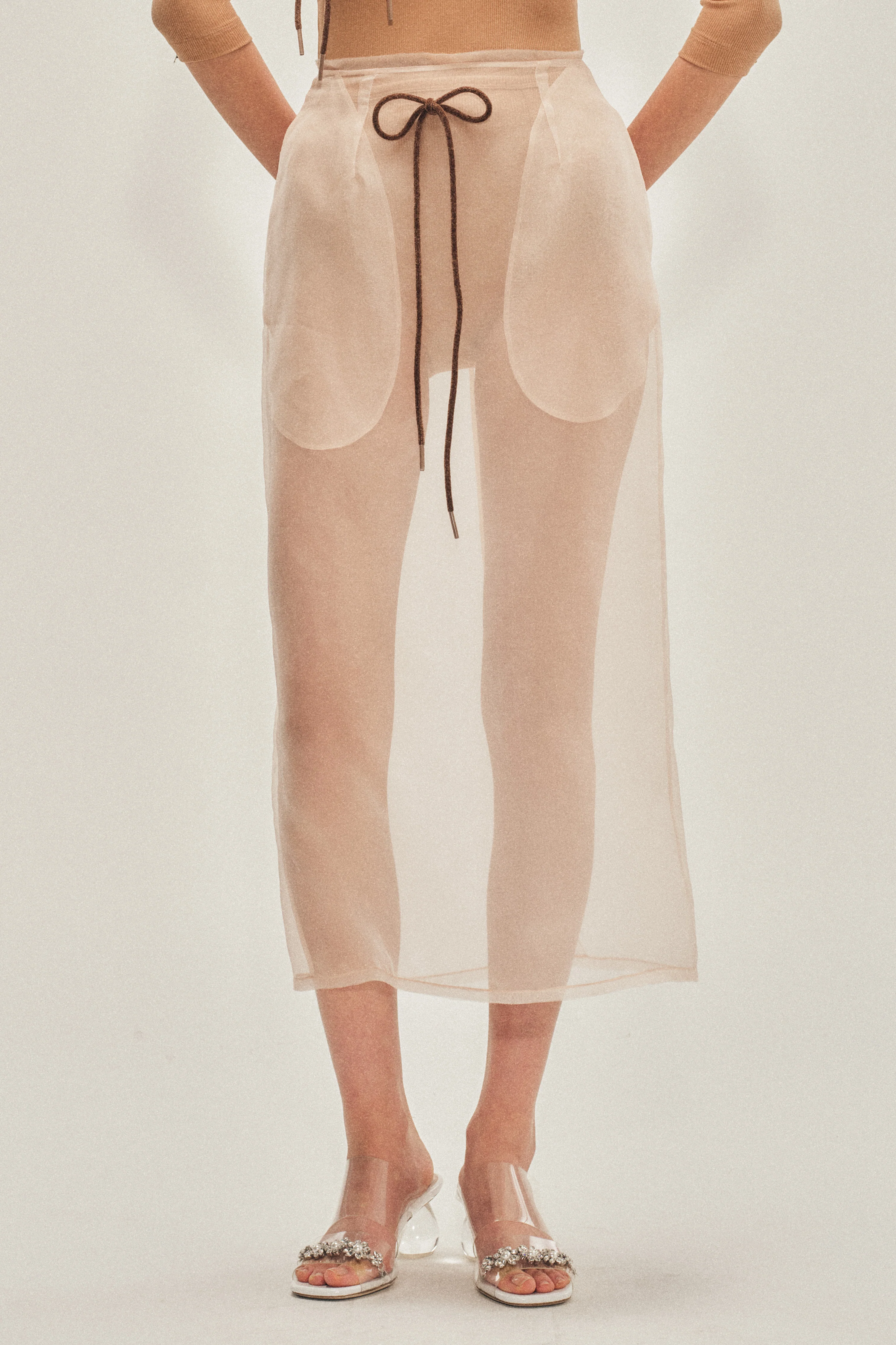 Sheer Frayed Column Pencil Skirt - Image 4