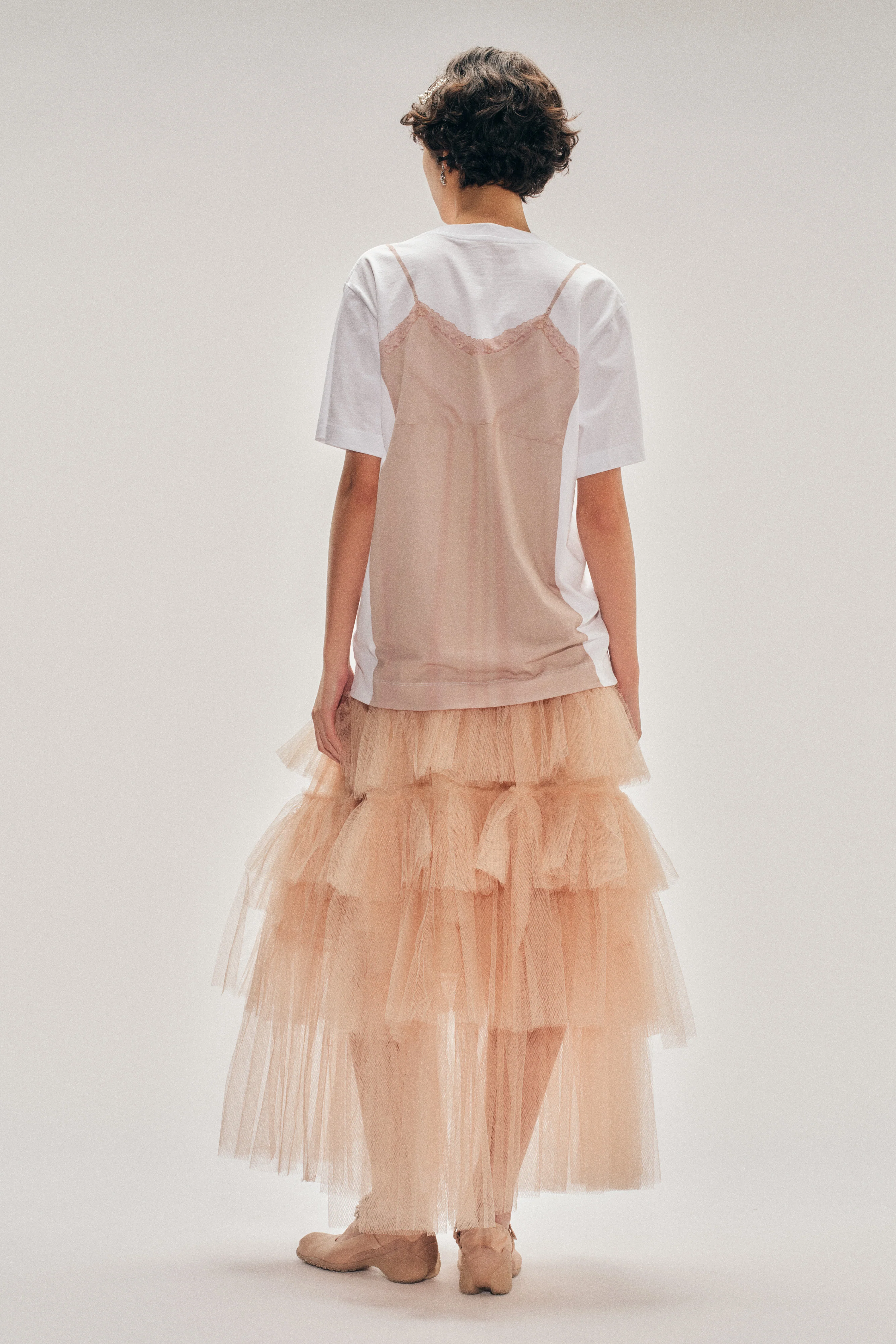 Bow Sash Slip Dress Trompe L'Oeil Print T-Shirt - Image 4